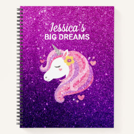 Niedlicher Glitzer Unicorn Journal-Notebook Notizbuch