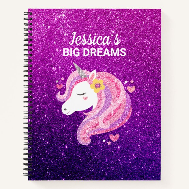 Niedlicher Glitzer Unicorn Journal-Notebook Notizbuch (Vorderseite)