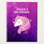 Niedlicher Glitzer Unicorn Journal Planer<br><div class="desc">Ein niedlich rosa und lila Glitzer vereint den Gesichtsplaner. Macht einem Mädchen so ein lustiges Geschenk. Personalisieren Sie es mit dem Namen Ihres Mädchens. Entworfen für Sie von BlackBerry Boulevard.</div>