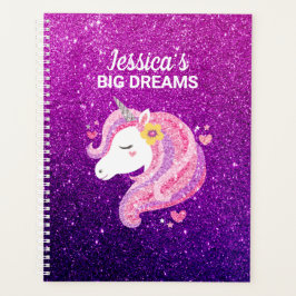 Niedlicher Glitzer Unicorn Journal Planer
