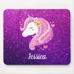 Niedlicher Glitzer Unicorn Mousepad