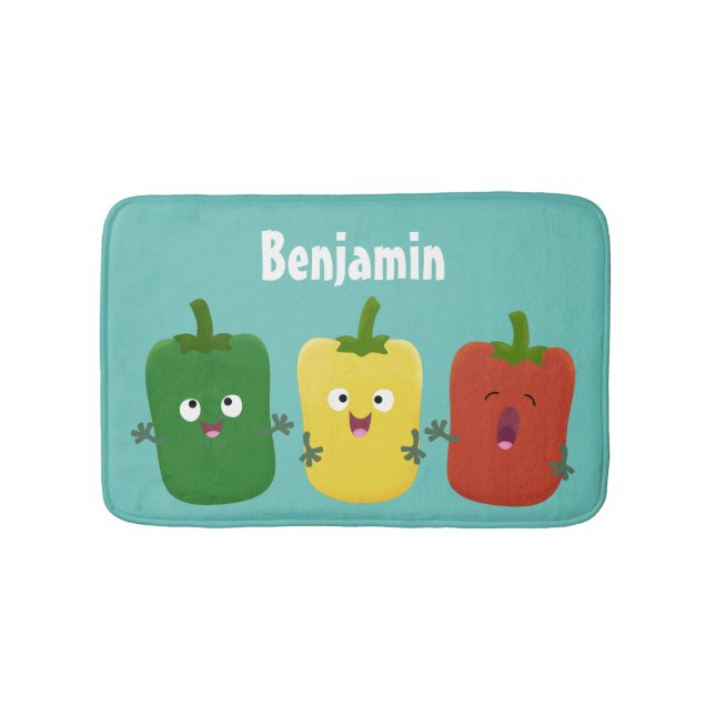 Niedlicher Glockenpfeffer capsicum trio singend Ca Badematte (Vorderseite)