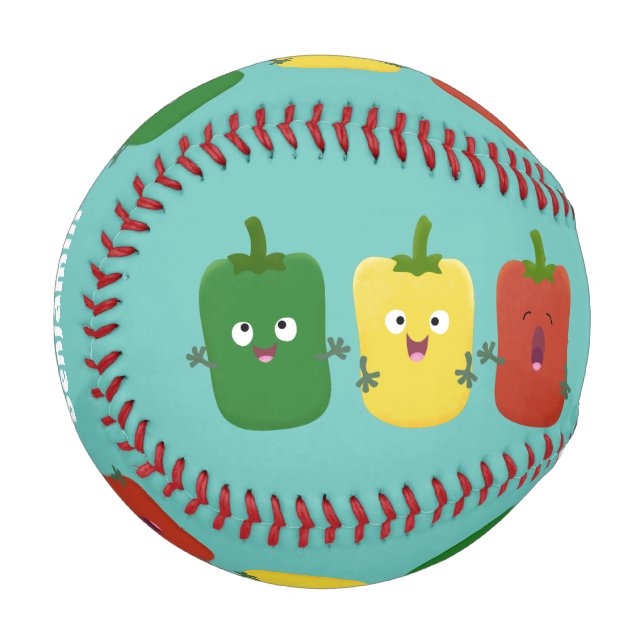 Niedlicher Glockenpfeffer capsicum trio singend Ca Baseball (Vorderseite Links)