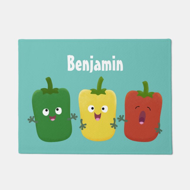 Niedlicher Glockenpfeffer capsicum trio singend Ca Fußmatte (Vorderseite)
