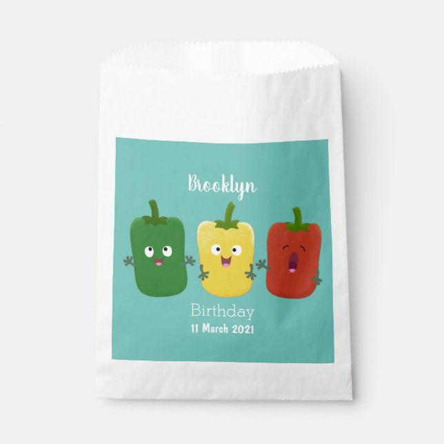 Niedlicher Glockenpfeffer capsicum trio singend Ca Geschenktütchen (Vorderseite)