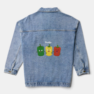 Niedlicher Glockenpfeffer capsicum trio singend Ca Jeansjacke