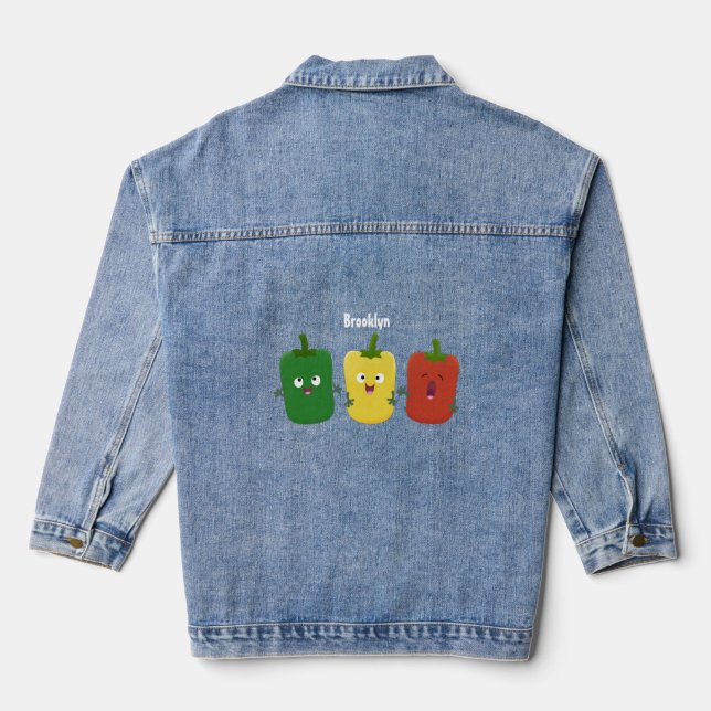 Niedlicher Glockenpfeffer capsicum trio singend Ca Jeansjacke (Rückseite)