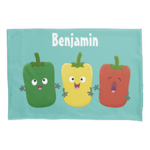 Niedlicher Glockenpfeffer capsicum trio singend Ca Kissenbezug