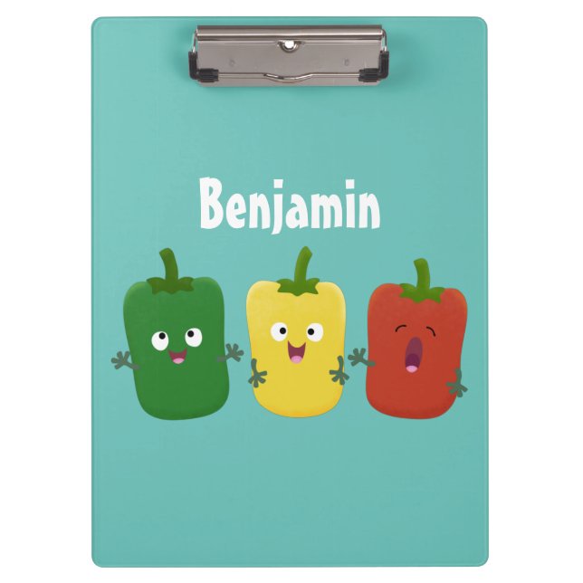 Niedlicher Glockenpfeffer capsicum trio singend Ca Klemmbrett (Vorderseite)