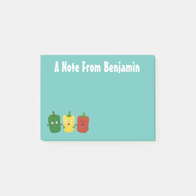 Niedlicher Glockenpfeffer capsicum trio singend Ca Post-it Klebezettel (Vorderseite)