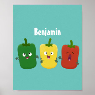 Niedlicher Glockenpfeffer capsicum trio singend Ca Poster