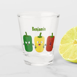 Niedlicher Glockenpfeffer capsicum trio singend Ca Schnapsglas