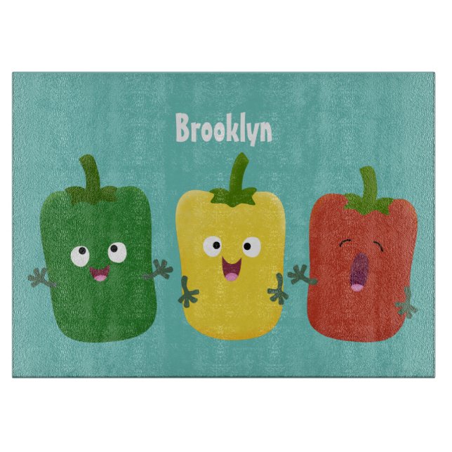 Niedlicher Glockenpfeffer capsicum trio singend Ca Schneidebrett (Vorderseite)