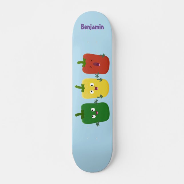 Niedlicher Glockenpfeffer capsicum trio singend Ca Skateboard (Vorne)