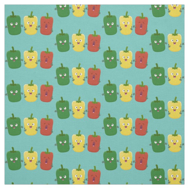 Niedlicher Glockenpfeffer capsicum trio singend Ca Stoff (Muster)