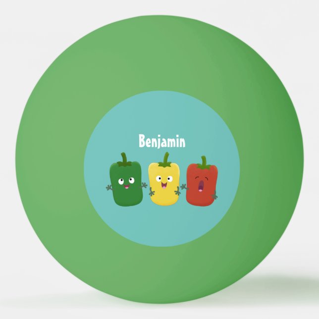 Niedlicher Glockenpfeffer capsicum trio singend Ca Tischtennisball (Vorderseite)