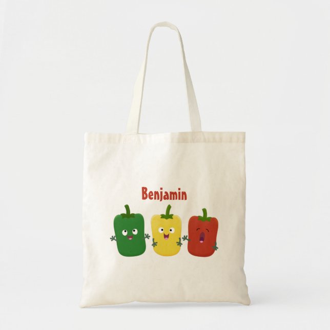 Niedlicher Glockenpfeffer capsicum trio singend Ca Tragetasche (Vorne)