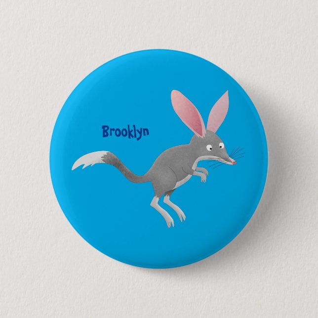 Niedlicher glücklicher australischer Bilby-Cartoon Button (Vorderseite)