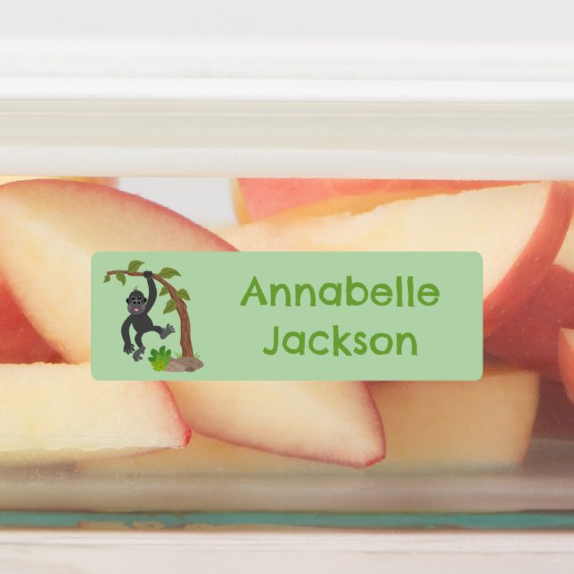 Niedlicher glücklicher Baby Gorilla Cartoon person Etiketten (Befestigt)