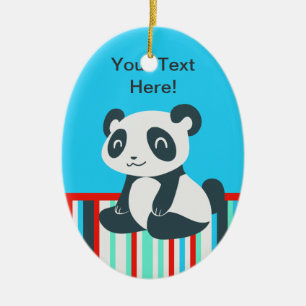 Niedlicher glücklicher Cartoon Panda Keramikornament