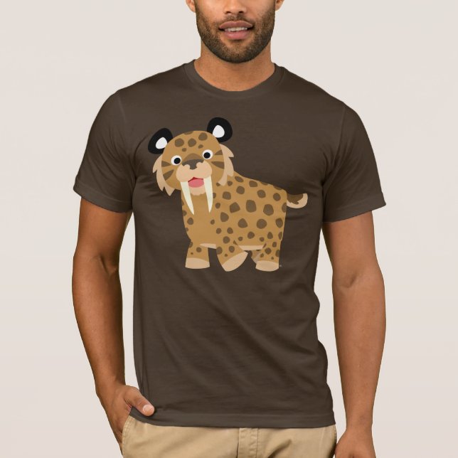 Niedlicher glücklicher Cartoon Smilodon T - Shirt (Vorderseite)
