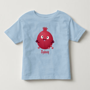Niedlicher glücklicher Granatapfel Frucht Cartoon Kleinkind T-shirt