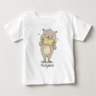 Niedlicher, glücklicher Hamster mit Erdnuss-Cartoo Baby T-shirt