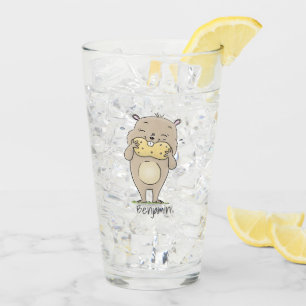 Niedlicher, glücklicher Hamster mit Erdnuss-Cartoo Glas