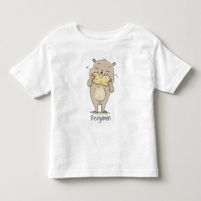 Niedlicher, glücklicher Hamster mit Erdnuss-Cartoo Kleinkind T-shirt (Vorderseite)
