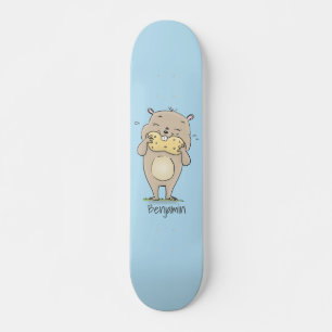 Niedlicher, glücklicher Hamster mit Erdnuss-Cartoo Skateboard
