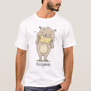 Niedlicher, glücklicher Hamster mit Erdnuss-Cartoo T-Shirt