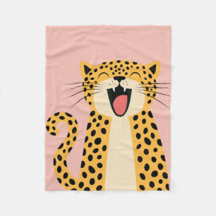 Niedlicher glücklicher lächelnder wilder Leopard C Fleecedecke