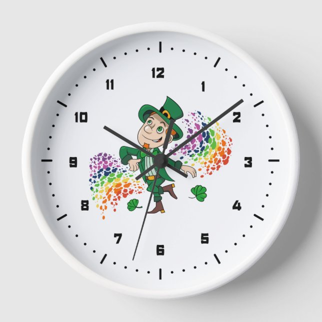 Niedlicher glücklicher Lächelnelke, ein Regenbogen Uhr (Vorderseite)