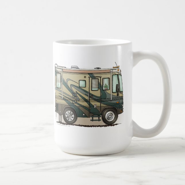 Niedlicher glücklicher Lagerbewohner großer RV-Zug Kaffeetasse (Rechts)