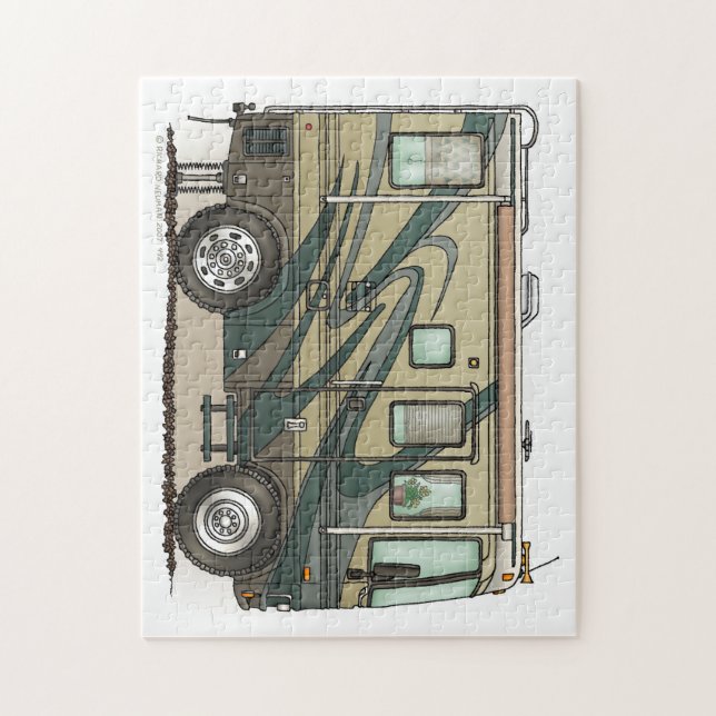 Niedlicher glücklicher Lagerbewohner großer RV-Zug Puzzle (Vertikal)