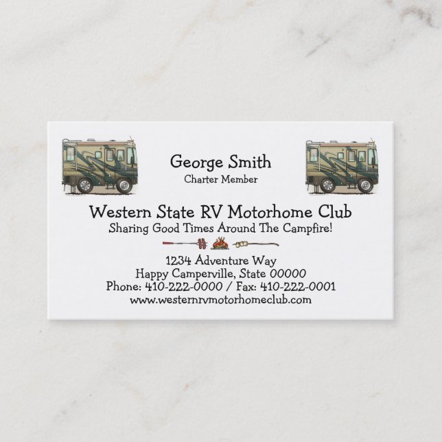 Niedlicher glücklicher Lagerbewohner großer RV-Zug Visitenkarte (Vorderseite)