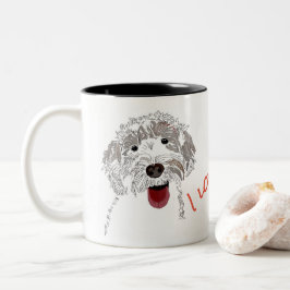 Niedlicher, glücklicher, liebender Labradoodle-Hun Zweifarbige Tasse