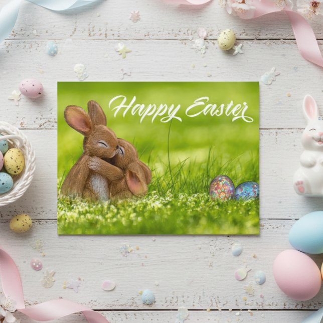 Niedlicher glücklicher Osterhase Eggs Frühling Postkarte (Von Creator hochgeladen)