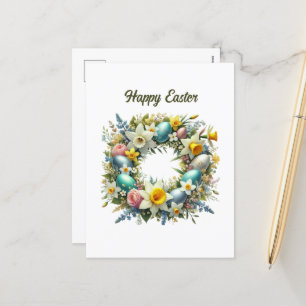 Niedlicher glücklicher Osterkranz Feiertagspostkarte
