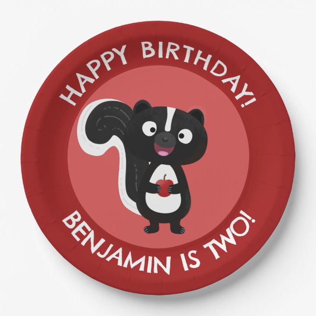 Niedlicher, glücklicher Schlag personalisierter Ca Pappteller (Vorderseite)