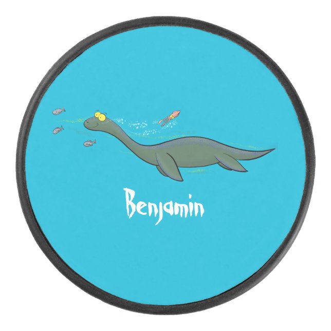 Niedlicher, glücklicher Seemänner Plesiosaurier-Ca Eishockey Puck (Vorderseite)