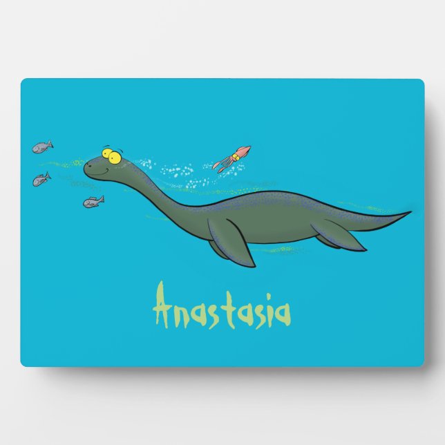 Niedlicher, glücklicher Seemänner Plesiosaurier-Ca Fotoplatte (Vorderseite)