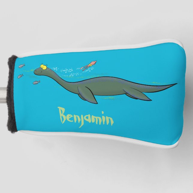 Niedlicher, glücklicher Seemänner Plesiosaurier-Ca Golf Headcover (Vorderseite)