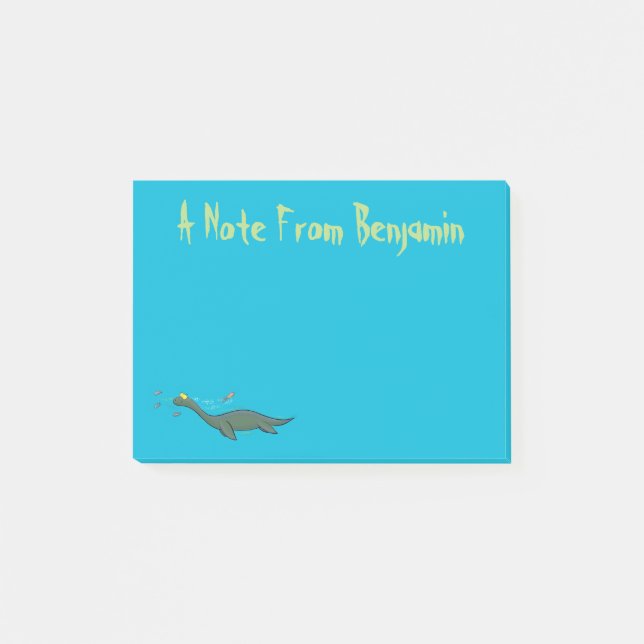 Niedlicher, glücklicher Seemänner Plesiosaurier-Ca Post-it Klebezettel (Vorderseite)