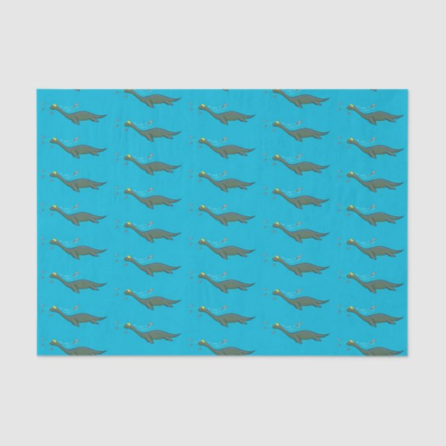 Niedlicher, glücklicher Seemänner Plesiosaurier-Ca Seidenpapier (Vorderseite)