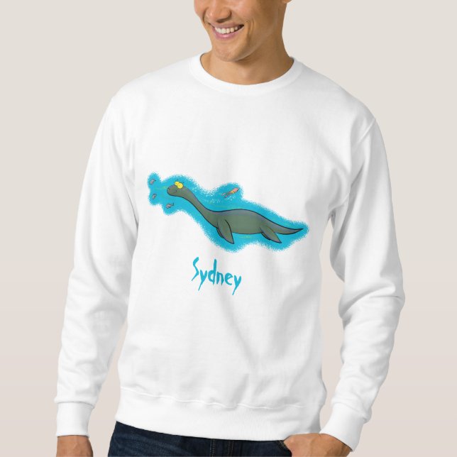 Niedlicher, glücklicher Seemänner Plesiosaurier-Ca Sweatshirt (Vorderseite)