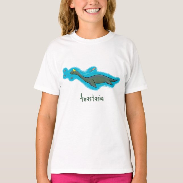 Niedlicher, glücklicher Seemänner Plesiosaurier-Ca T-Shirt (Vorderseite)