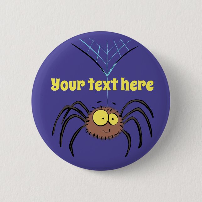 niedlicher, glücklicher Spinnenkletter-Cartoon Button (Vorderseite)
