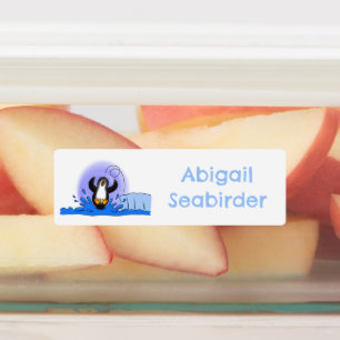 Niedlicher glücklicher springender Pinguin-Cartoon Etiketten