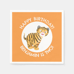 Niedlicher glücklicher Tigerbecher personalisierte Serviette